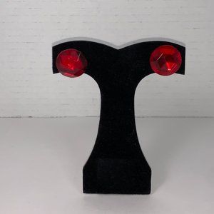 Round Red Costume Post Earrings